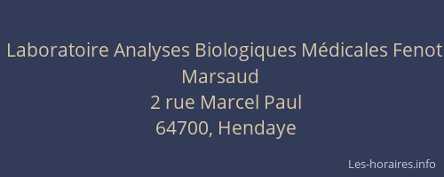 Laboratoire Analyses Biologiques M&eacute;dicales Fenot Marsaud