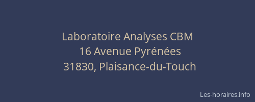 Laboratoire Analyses CBM
