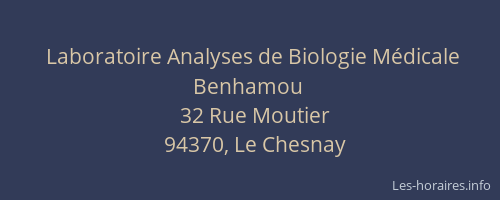 Laboratoire Analyses de Biologie M&eacute;dicale Benhamou