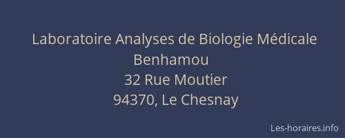 Laboratoire Analyses de Biologie Médicale Benhamou