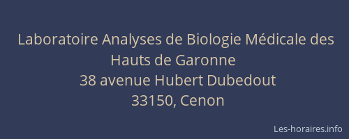 Laboratoire Analyses de Biologie Médicale des Hauts de Garonne