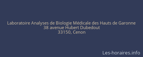 Laboratoire Analyses de Biologie Médicale des Hauts de Garonne
