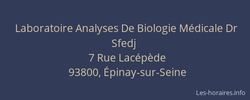 Laboratoire Analyses De Biologie Médicale Dr Sfedj
