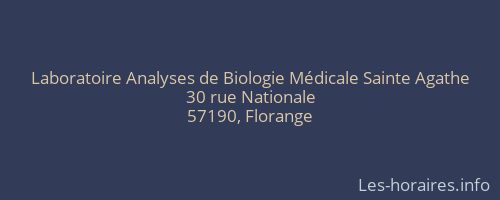 Laboratoire Analyses de Biologie Médicale Sainte Agathe