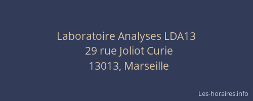 Laboratoire Analyses LDA13