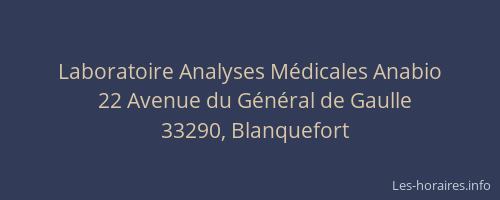 Laboratoire Analyses M&eacute;dicales Anabio