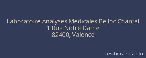Laboratoire Analyses M&eacute;dicales Belloc Chantal