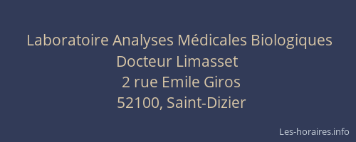 Laboratoire Analyses Médicales Biologiques Docteur Limasset