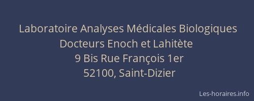 Laboratoire Analyses Médicales Biologiques Docteurs Enoch et Lahitète