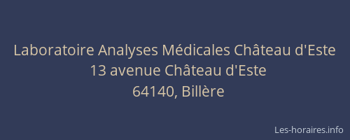 Laboratoire Analyses M&eacute;dicales Ch&acirc;teau d'Este