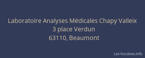Laboratoire Analyses M&eacute;dicales Chapy Valleix