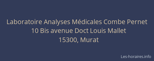 Laboratoire Analyses M&eacute;dicales Combe Pernet