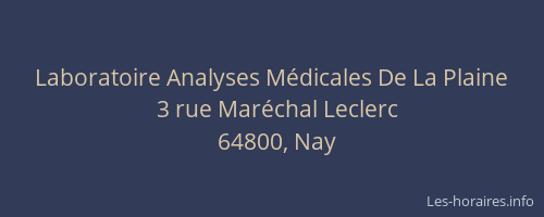 Laboratoire Analyses Médicales De La Plaine