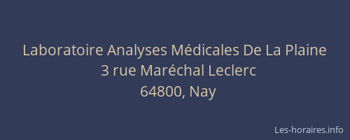 Laboratoire Analyses M&eacute;dicales De La Plaine