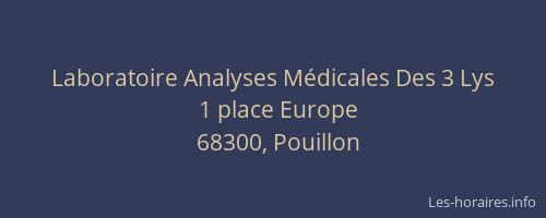 Laboratoire Analyses M&eacute;dicales Des 3 Lys