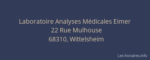 Laboratoire Analyses M&eacute;dicales Eimer
