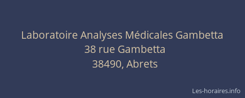 Laboratoire Analyses Médicales Gambetta