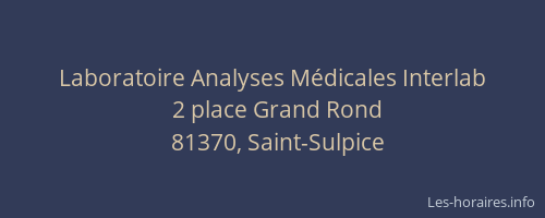 Laboratoire Analyses M&eacute;dicales Interlab