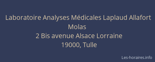 Laboratoire Analyses M&eacute;dicales Laplaud Allafort Molas