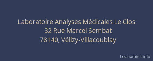 Laboratoire Analyses Médicales Le Clos