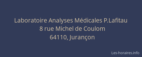 Laboratoire Analyses M&eacute;dicales P.Lafitau
