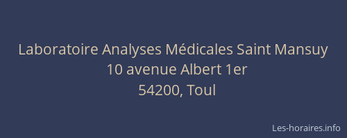 Laboratoire Analyses M&eacute;dicales Saint Mansuy