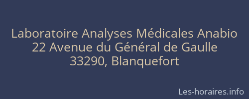 Laboratoire Analyses Médicales Anabio