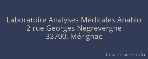 Laboratoire Analyses Médicales Anabio