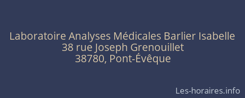 Laboratoire Analyses Médicales Barlier Isabelle