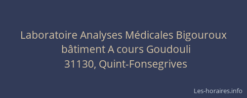 Laboratoire Analyses Médicales Bigouroux
