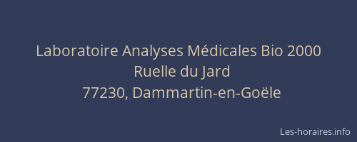 Laboratoire Analyses Médicales Bio 2000