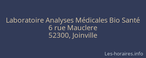 Laboratoire Analyses Médicales Bio Santé