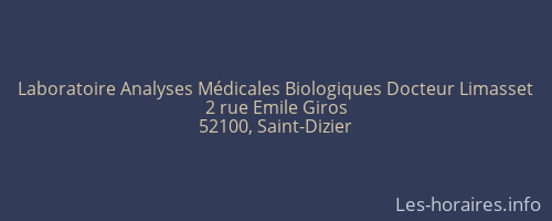 Laboratoire Analyses Médicales Biologiques Docteur Limasset