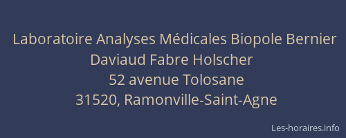 Laboratoire Analyses Médicales Biopole Bernier Daviaud Fabre Holscher