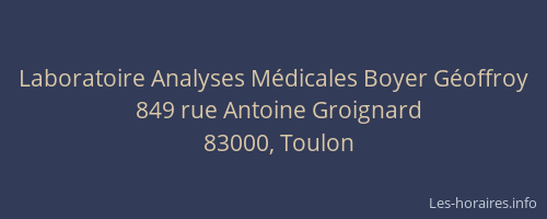 Laboratoire Analyses Médicales Boyer Géoffroy