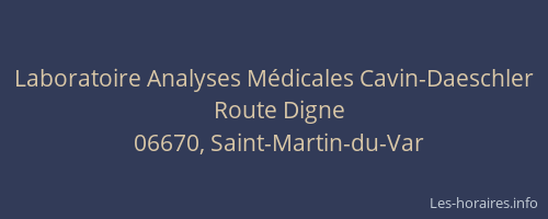 Laboratoire Analyses Médicales Cavin-Daeschler