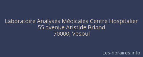 Laboratoire Analyses Médicales Centre Hospitalier
