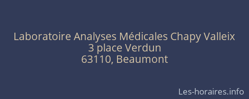 Laboratoire Analyses Médicales Chapy Valleix