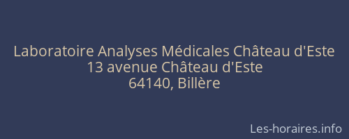 Laboratoire Analyses Médicales Château d'Este