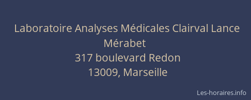 Laboratoire Analyses Médicales Clairval Lance Mérabet