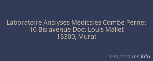 Laboratoire Analyses Médicales Combe Pernet