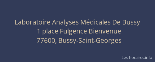Laboratoire Analyses Médicales De Bussy