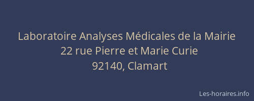 Laboratoire Analyses Médicales de la Mairie