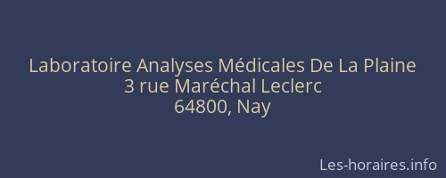 Laboratoire Analyses Médicales De La Plaine
