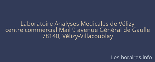 Laboratoire Analyses Médicales de Vélizy