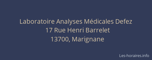 Laboratoire Analyses Médicales Defez