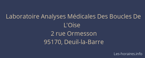 Laboratoire Analyses Médicales Des Boucles De L'Oise
