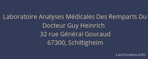 Laboratoire Analyses Médicales Des Remparts Du Docteur Guy Heinrich