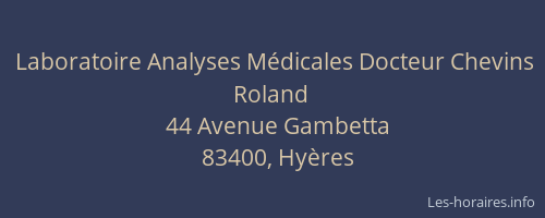 Laboratoire Analyses Médicales Docteur Chevins Roland