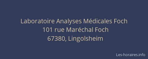 Laboratoire Analyses Médicales Foch